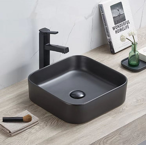 Above Counter Ceramic Basin Gloss White/Matt Black/Matt White Square 375*375*110mm