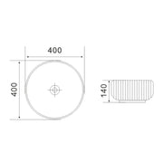 Fluted Round Above Counter Basin Matte Black 400X400X140mm - FIL Kitchen Bathroom