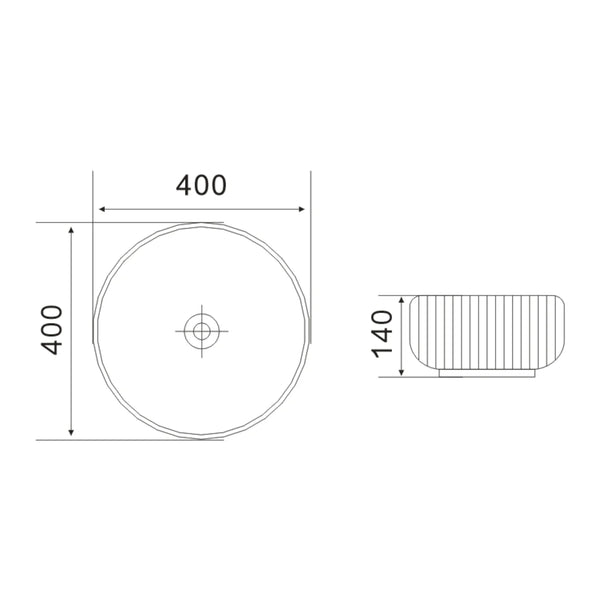 Fluted Round Above Counter Basin Matte Black 400X400X140mm