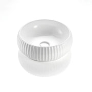 Fluted Round Above Counter Basin Gloss/Matte White 400x400x140mm - FIL Kitchen Bathroom
