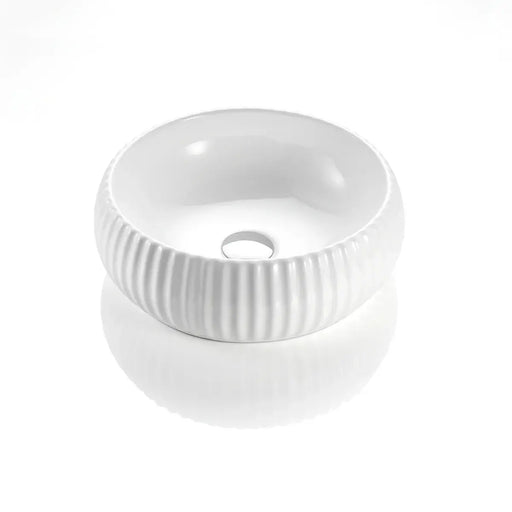 Fluted Round Above Counter Basin Gloss/Matte White 400x400x140mm - FIL Kitchen Bathroom