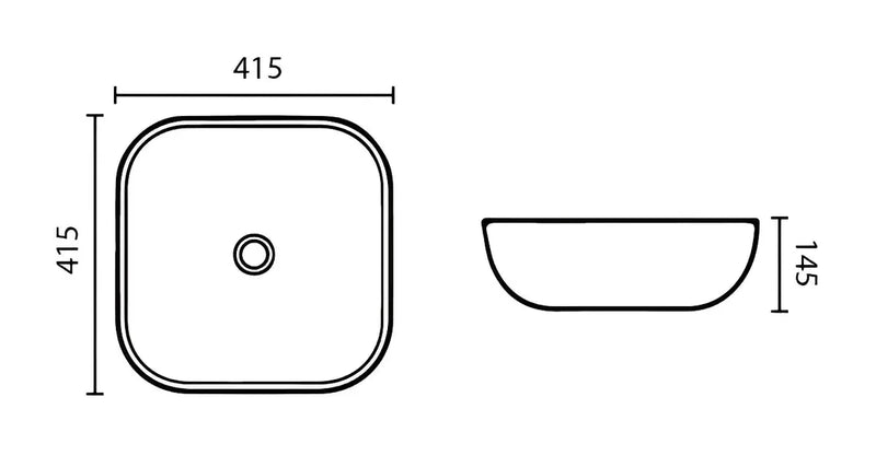 Above Counter Ceramic Basin Gloss White 415*415*145mm - FIL Kitchen Bathroom