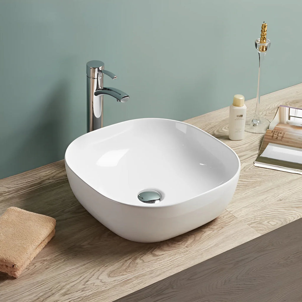 Above Counter Ceramic Basin Gloss White 415*415*145mm