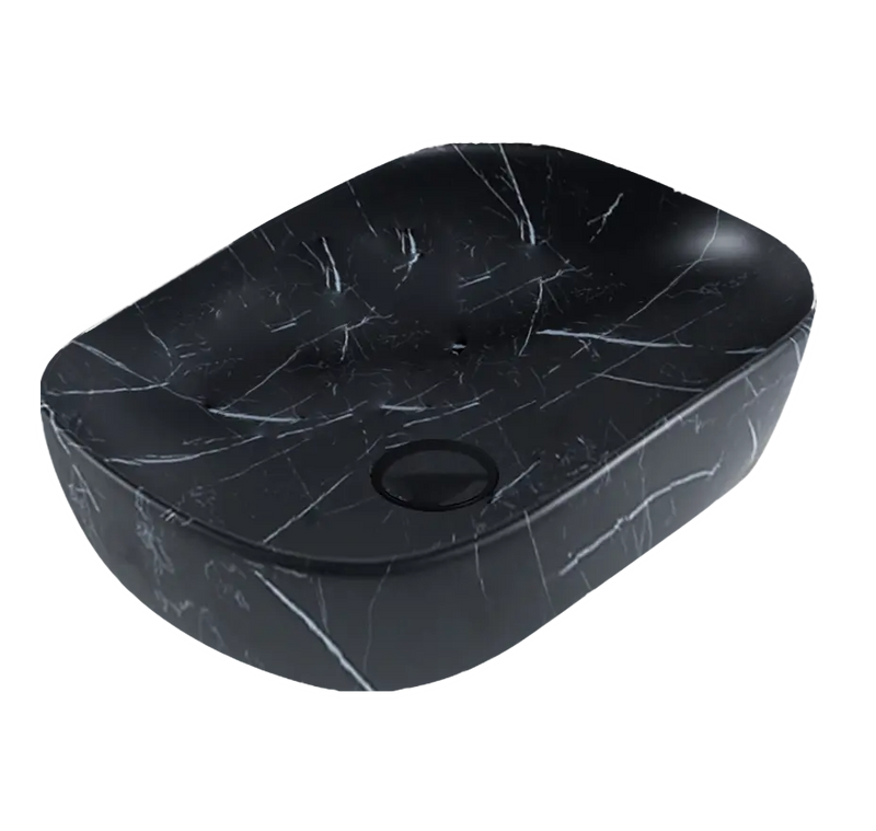 Carrara Above Counter Basin Matt Black Marble 465*320*135mm - FIL Kitchen Bathroom