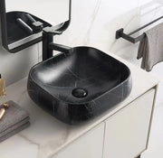Carrara Above Counter Basin Rectangle Matte Black Marble 450*400*145mm - FIL Kitchen Bathroom