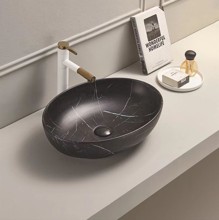 Carrara Above Counter Basin Matte White/Matte Black 500*395*130mm