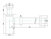 BRASS BOTTLE TRAP CHROME 40MM FIL Kitchen Bathroom