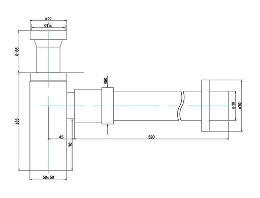 BRASS BOTTLE TRAP CHROME 40MM FIL Kitchen Bathroom