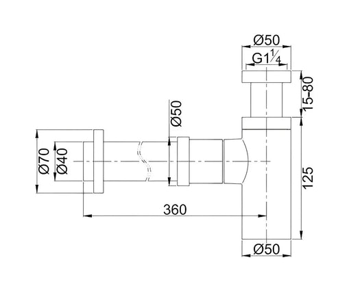 BRASS BOTTLE SQUARE TRAP CHROME 40MM FIL Kitchen Bathroom