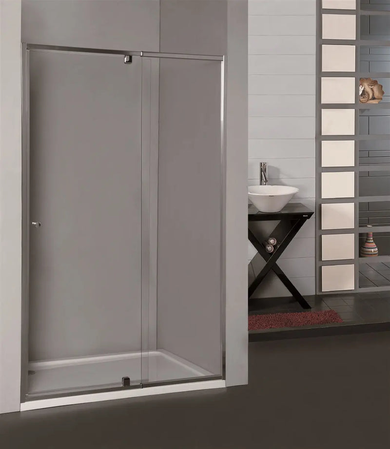 SEMI-FRAMELESS PIVOTAL DOOR SHOWER SCREEN Chrome/Black/Light Gold FIL Kitchen Bathroom