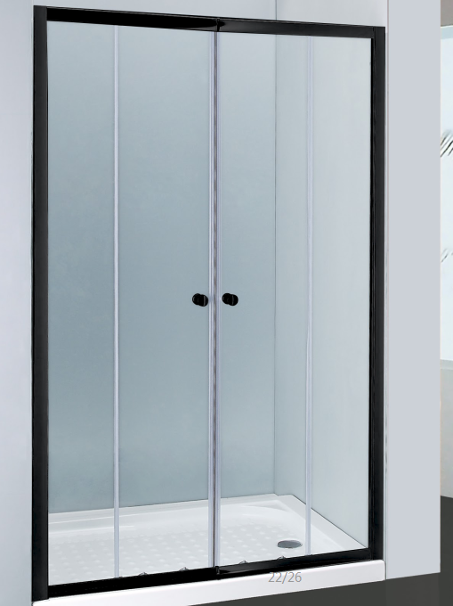 SQUARE SEMIFRAMELESS DOUBLE SLIDING DOOR BLACK