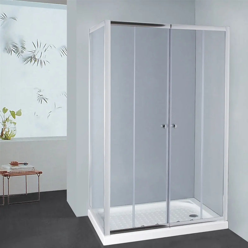 SQUARE SEMIFRAMELESS DOUBLE SLIDING DOOR CHROME FIL Kitchen Bathroom