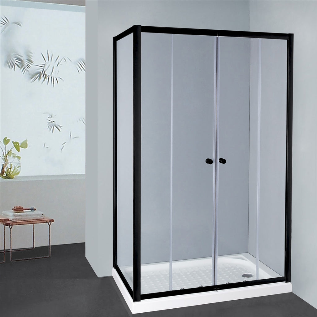 SQUARE SEMIFRAMELESS DOUBLE SLIDING DOOR BLACK