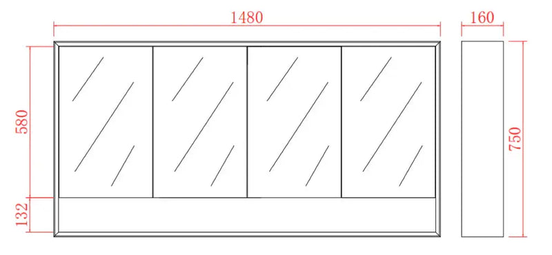 MATTE BLACK SHAVING CABINET 1500MM FIL Kitchen Bathroom