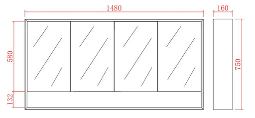 MATTE BLACK SHAVING CABINET 1500MM FIL Kitchen Bathroom