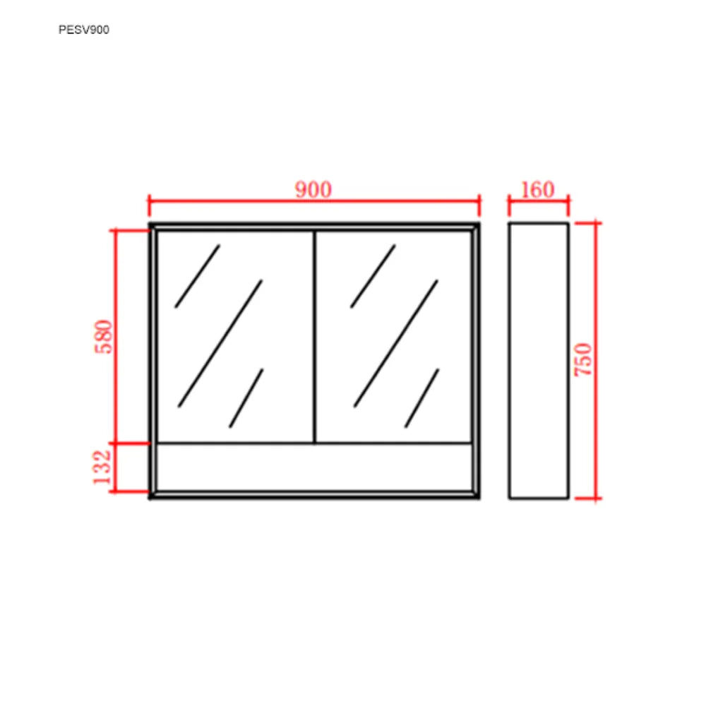 MATTE BLACK SHAVING CABINET 750MM/900MM