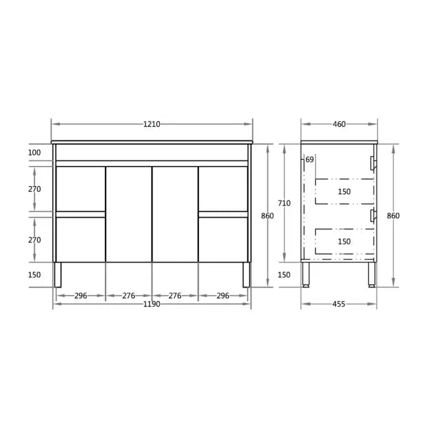 Poseidon Evie Wall Hung Standard Vanity - (1200mm) - FIL Kitchen Bathroom