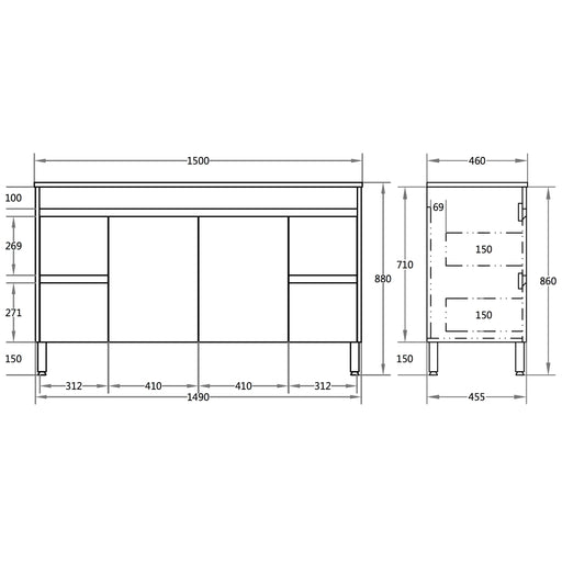 Stella Oak Freestanding Vanity (1500mm) - FIL Kitchen Bathroom