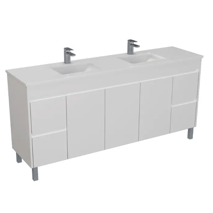 Poseidon White Polyurethane PVC -Standard Freestanding Vanity (1200mm/1500mm/1800mm) - FIL Kitchen Bathroom