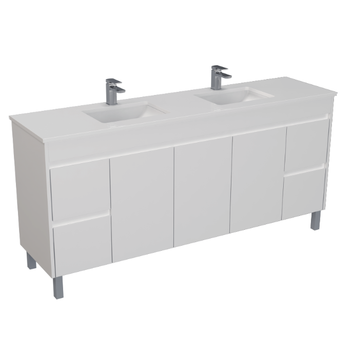 Poseidon White Polyurethane PVC -Standard Freestanding Vanity (1200mm/1500mm/1800mm)