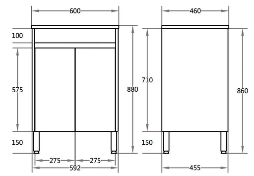 Stella Oak Freestanding Vanity (600mm) - FIL Kitchen Bathroom