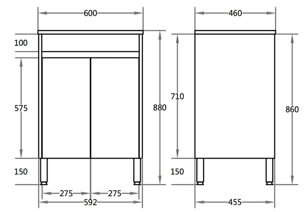 Stella Oak Freestanding Vanity (600mm)