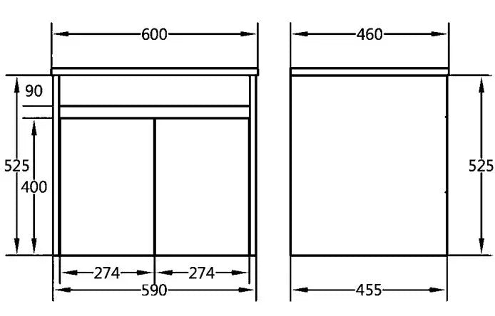 Poseidon White Polyurethane PVC -Standard Wall Hung Vanity (600mm) - FIL Kitchen Bathroom