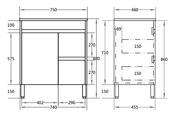 Stella Oak Freestanding Vanity (750mm) - FIL Kitchen Bathroom