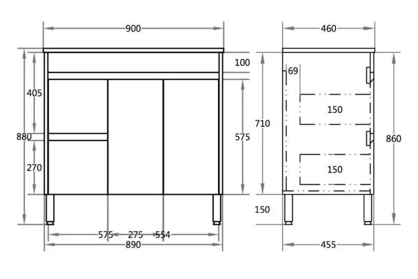 Stella Oak Freestanding Vanity (900mm) - FIL Kitchen Bathroom