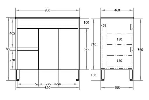 Stella Oak Freestanding Vanity (900mm) - FIL Kitchen Bathroom
