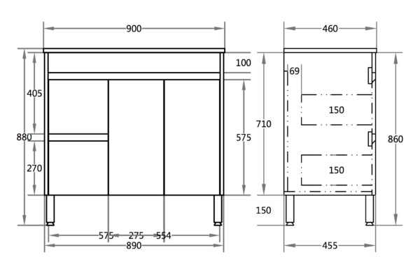 Stella Oak Freestanding Vanity (900mm)