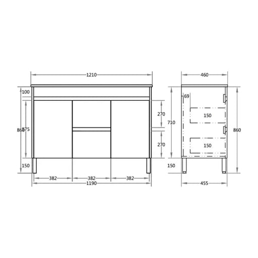 Poseidon Evie Wall Hung Standard Vanity - (1200mm) - FIL Kitchen Bathroom