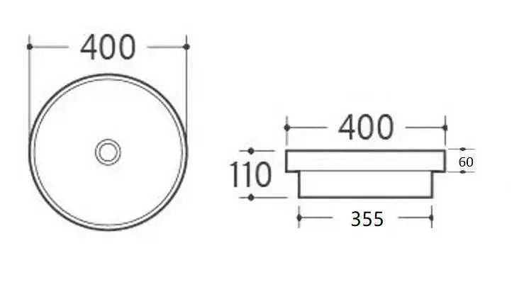 Insert Ceramic Basin Gloss White Round 400*400*110mm - FIL Kitchen Bathroom