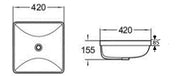 Insert Ceramic Basin Gloss White Square 420*420*155mm - FIL Kitchen Bathroom
