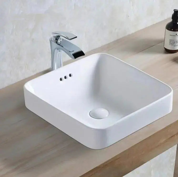 Insert Ceramic Basin Gloss White Square 420*420*155mm - FIL Kitchen Bathroom