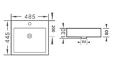 Insert Ceramic Basin Gloss White Rectangle 485*445*130mm - FIL Kitchen Bathroom