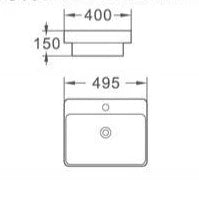 Insert Ceramic Basin Gloss White Rectangle 495*400*150mm