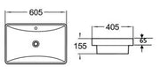 Insert Ceramic Basin Gloss White Rectangle 605*405*155mm - FIL Kitchen Bathroom