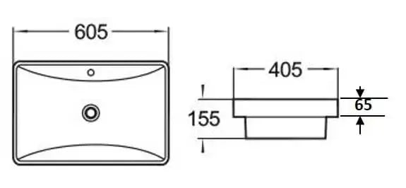 Insert Ceramic Basin Gloss White Rectangle 605*405*155mm - FIL Kitchen Bathroom