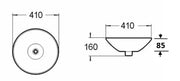 Insert Ceramic Basin Gloss White Round 410*410*160mm - FIL Kitchen Bathroom
