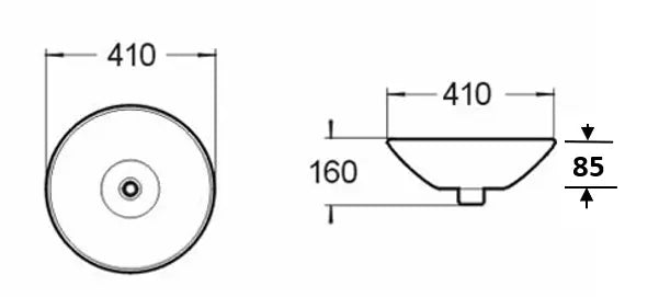 Insert Ceramic Basin Gloss White Round 410*410*160mm - FIL Kitchen Bathroom
