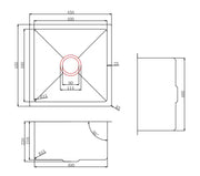 PKSS-450R 450*450*220mm Stainless Steel Kitchen Sink - FIL Kitchen Bathroom