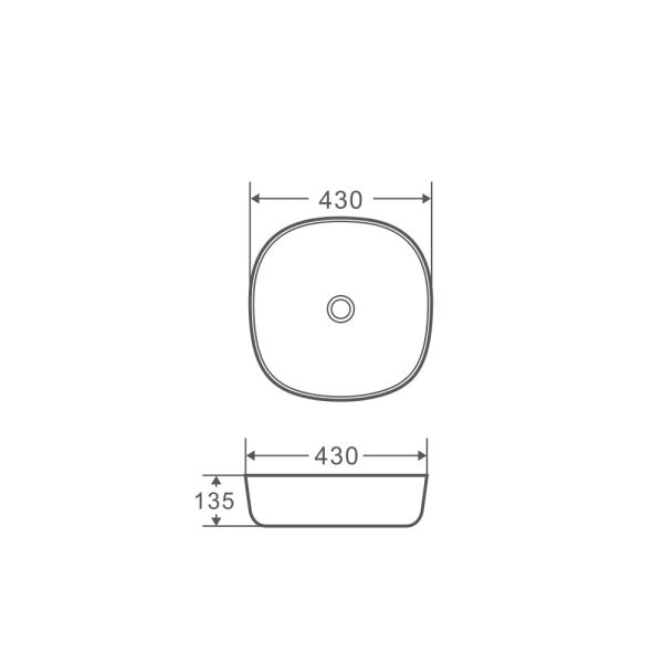 Polo 43 Above Counter Basin 430 x 430 x 135mm