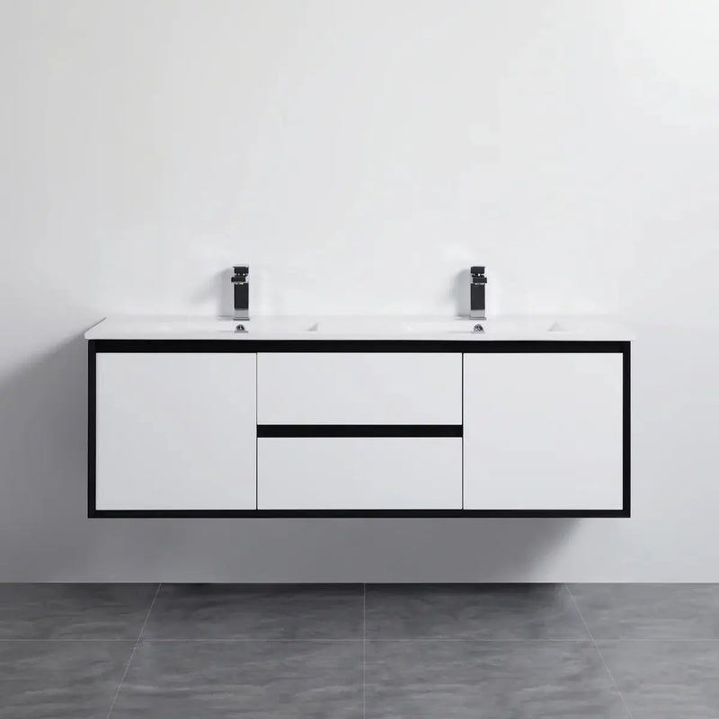 MATTE WHITE AND MATTE BLACK PVC WALL HUNG VANITY 600/750/900/1200/1500mm POSEIDON
