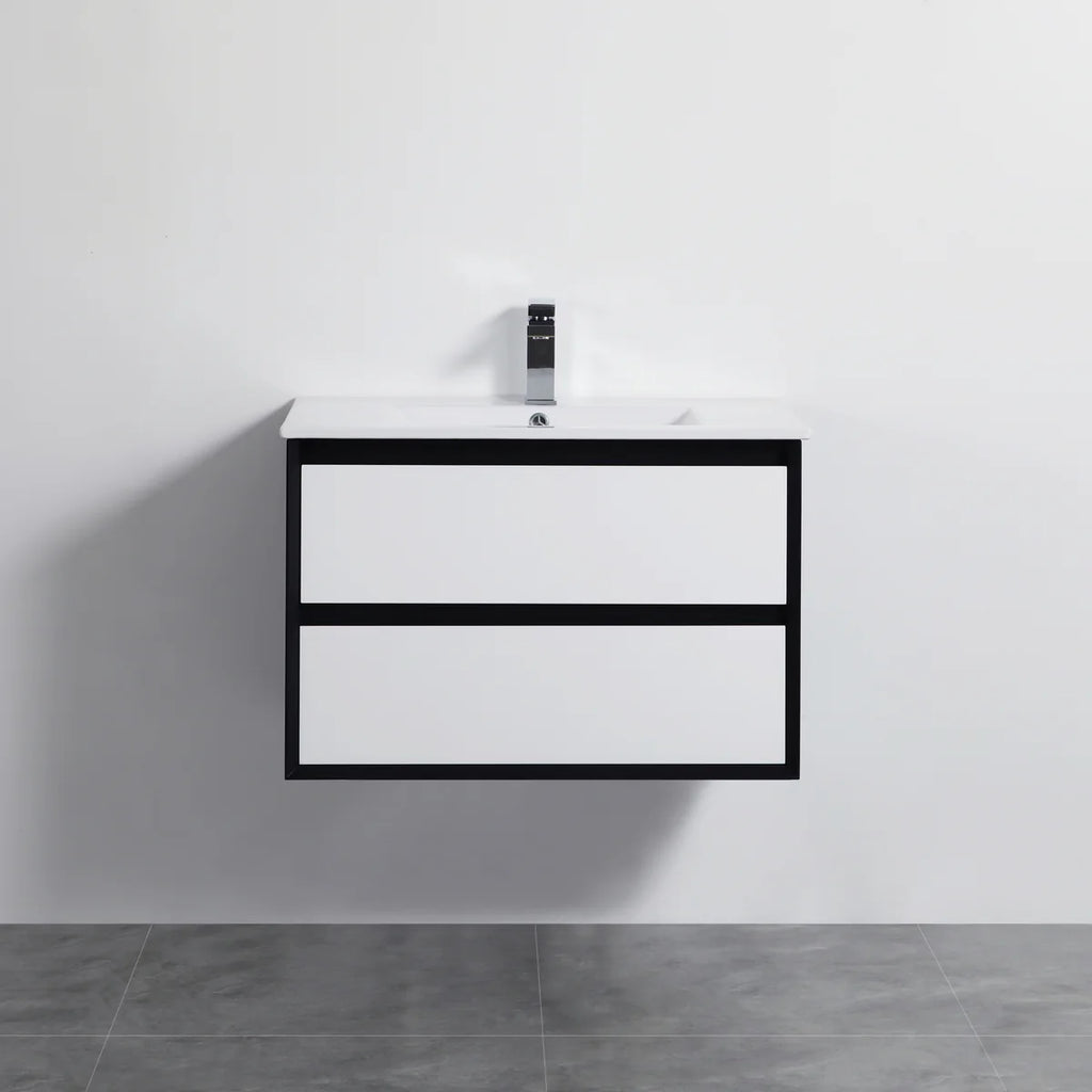 MATTE WHITE AND MATTE BLACK PVC WALL HUNG VANITY 600/750/900/1200/1500mm