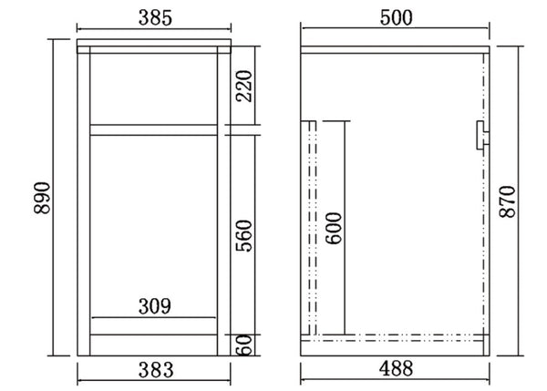 LAUNDRY CABINET AND TUB 390MM WHITE