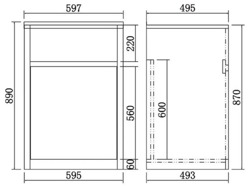 LAUNDRY CABINET AND TUB 600MM WHITE (LEFT HINGE) FIL Kitchen Bathroom
