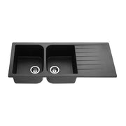 KITCHEN SINK QUARTZ DOUBLE BOWL MATTE BLACK 1160mm POSEIDON