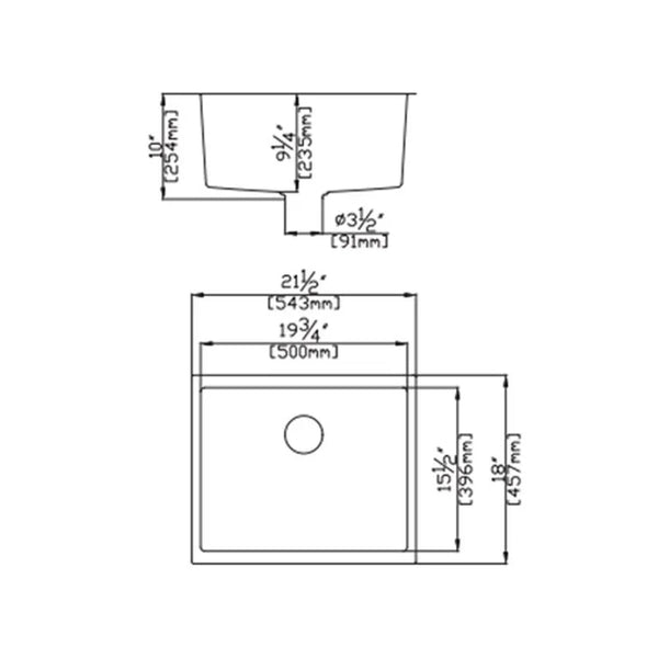 KITCHEN SINK QUARTZ UNDERMOUNT MATTE BLACK 543mm