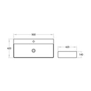 Above Counter Ceramic Basin/Wall Hung Basin Ultra Slim Gloss White 900*420*140mm - FIL Kitchen Bathroom